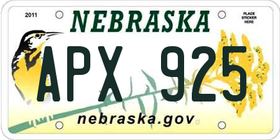 NE license plate APX925