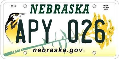 NE license plate APY026