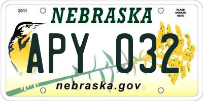 NE license plate APY032