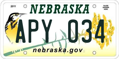 NE license plate APY034