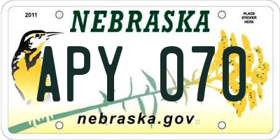 NE license plate APY070