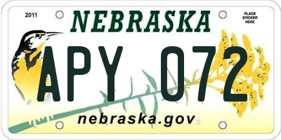 NE license plate APY072