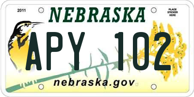 NE license plate APY102