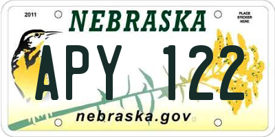 NE license plate APY122
