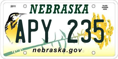 NE license plate APY235
