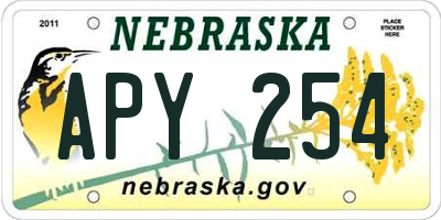 NE license plate APY254