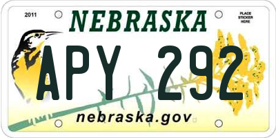 NE license plate APY292