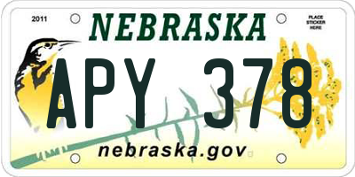 NE license plate APY378