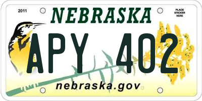 NE license plate APY402