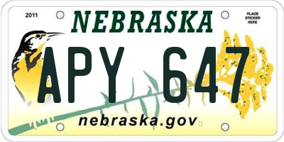 NE license plate APY647