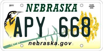 NE license plate APY668