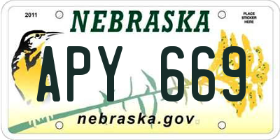NE license plate APY669
