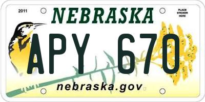 NE license plate APY670