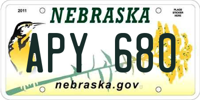 NE license plate APY680