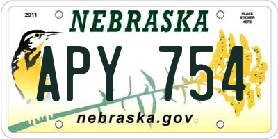 NE license plate APY754