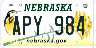 NE license plate APY984