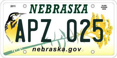 NE license plate APZ025