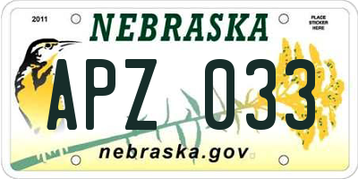 NE license plate APZ033