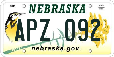 NE license plate APZ092
