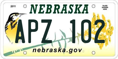 NE license plate APZ102