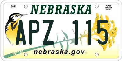 NE license plate APZ115