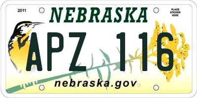 NE license plate APZ116