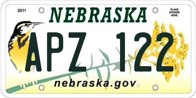 NE license plate APZ122