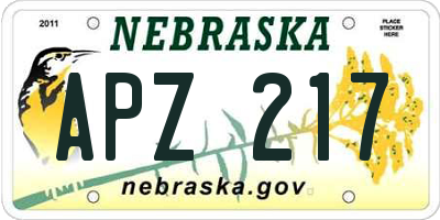 NE license plate APZ217