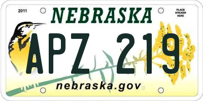 NE license plate APZ219