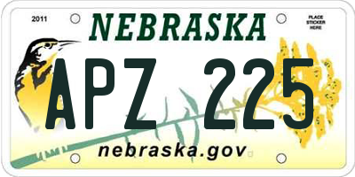 NE license plate APZ225