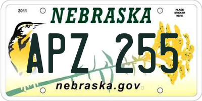 NE license plate APZ255
