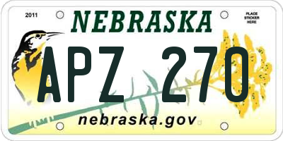 NE license plate APZ270