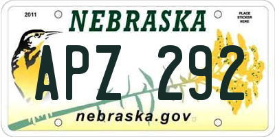 NE license plate APZ292