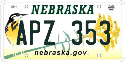 NE license plate APZ353