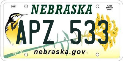 NE license plate APZ533