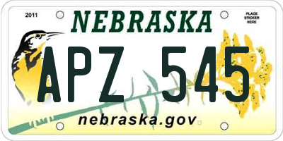 NE license plate APZ545