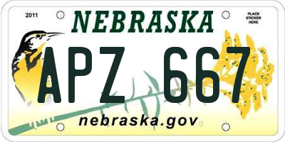 NE license plate APZ667