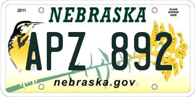NE license plate APZ892