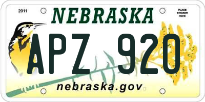 NE license plate APZ920
