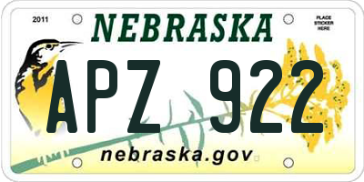 NE license plate APZ922