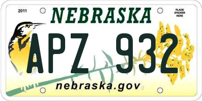 NE license plate APZ932