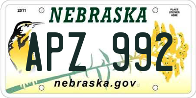 NE license plate APZ992