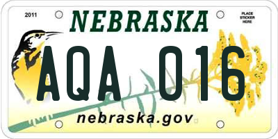 NE license plate AQA016