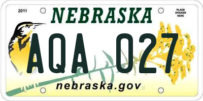 NE license plate AQA027