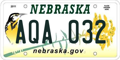 NE license plate AQA032