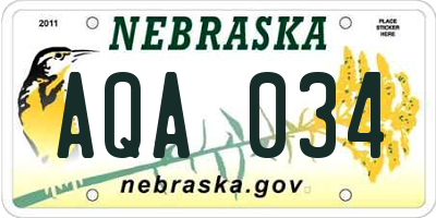 NE license plate AQA034