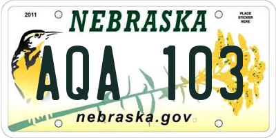 NE license plate AQA103