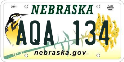 NE license plate AQA134
