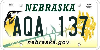 NE license plate AQA137