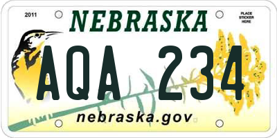 NE license plate AQA234